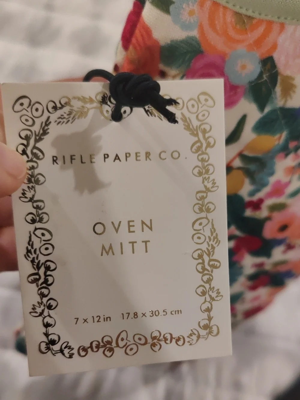 New!Rifle Paper Oven Mitt Floral Cotton Scalloped Edge Cottagecore Shabby Chic